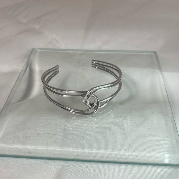 925 Sterling Silver intertwined cuff bracelet VINTAGE - Picture 6 of 10